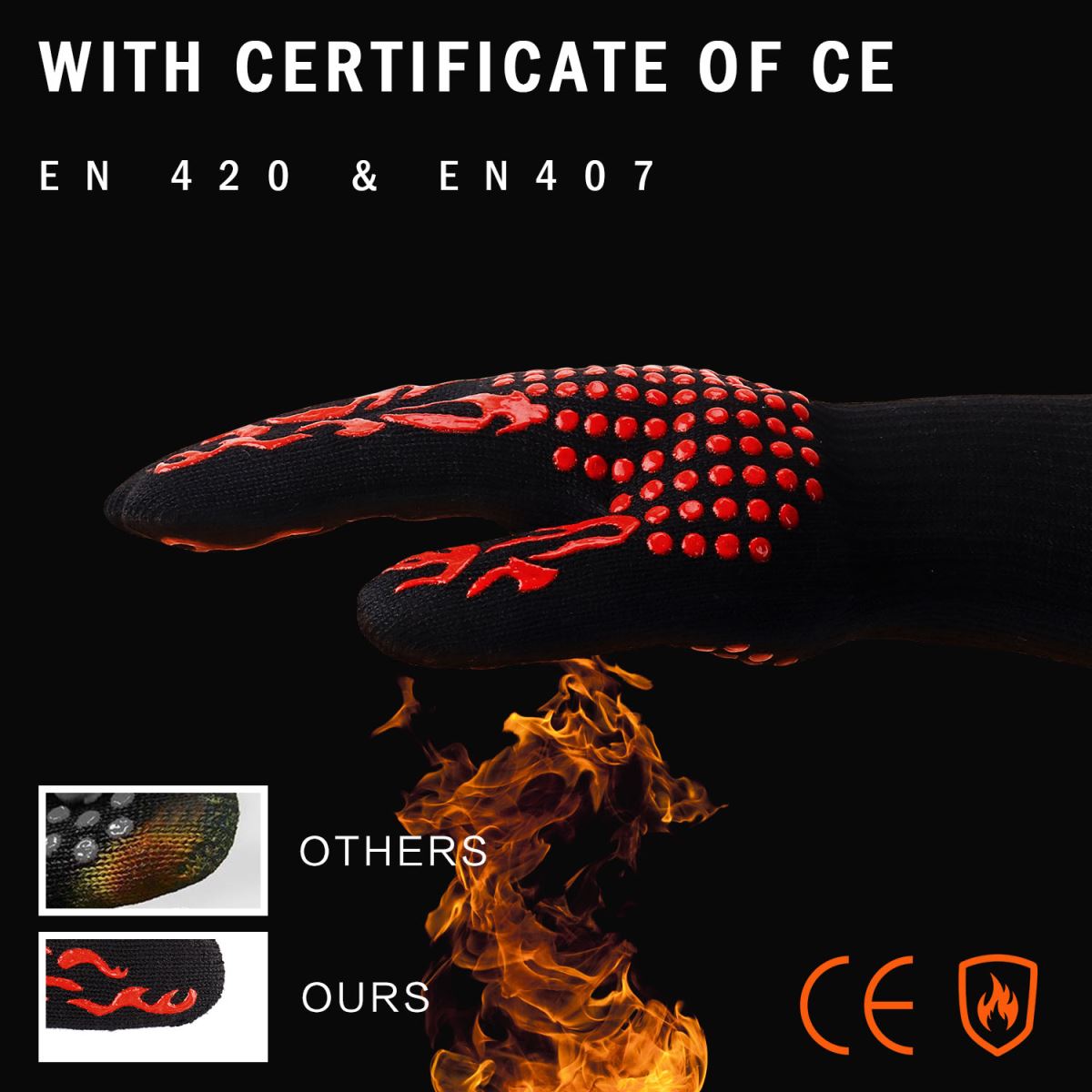 BBQ Gloves Grilling Gloves-red