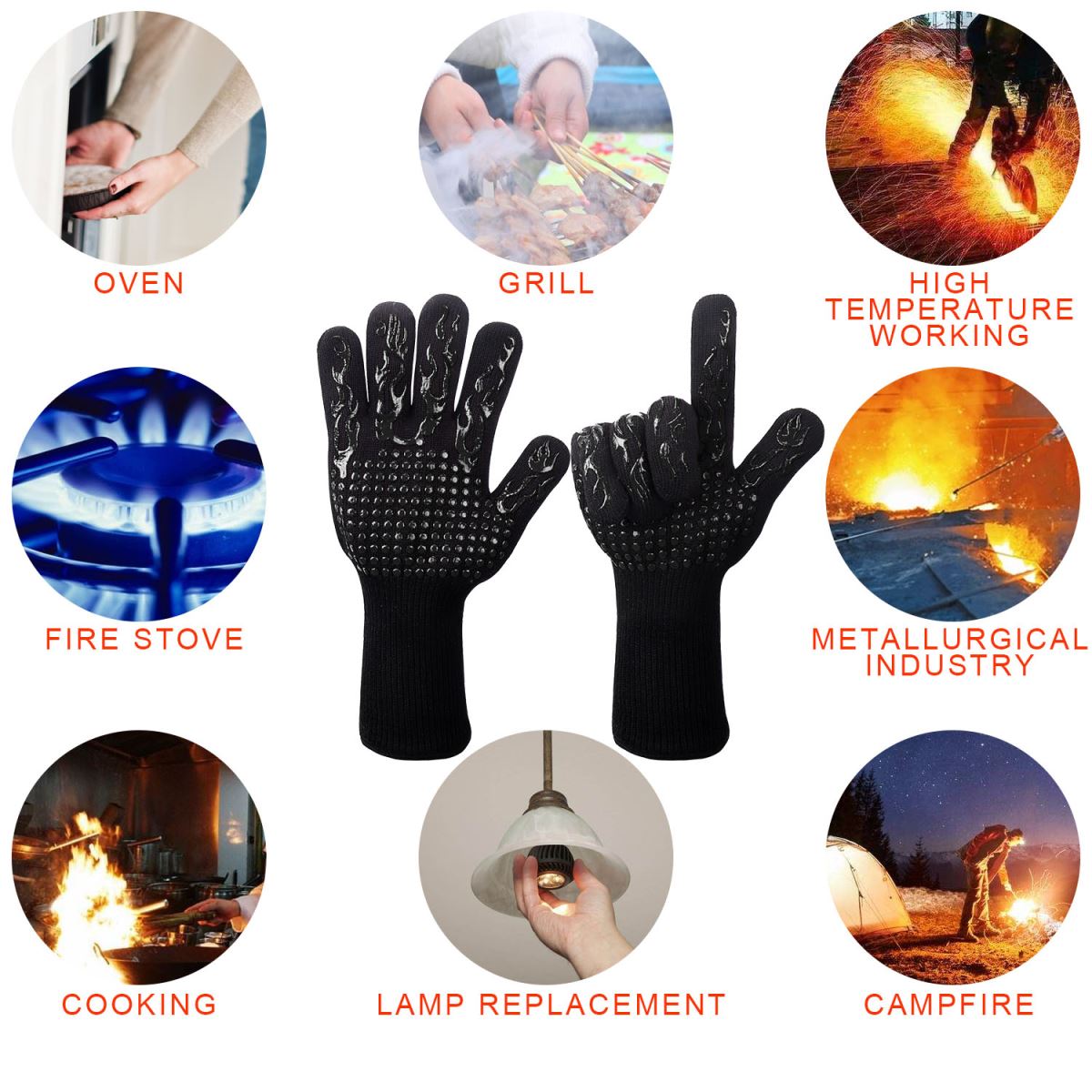 BBQ Gloves Grilling Gloves-black